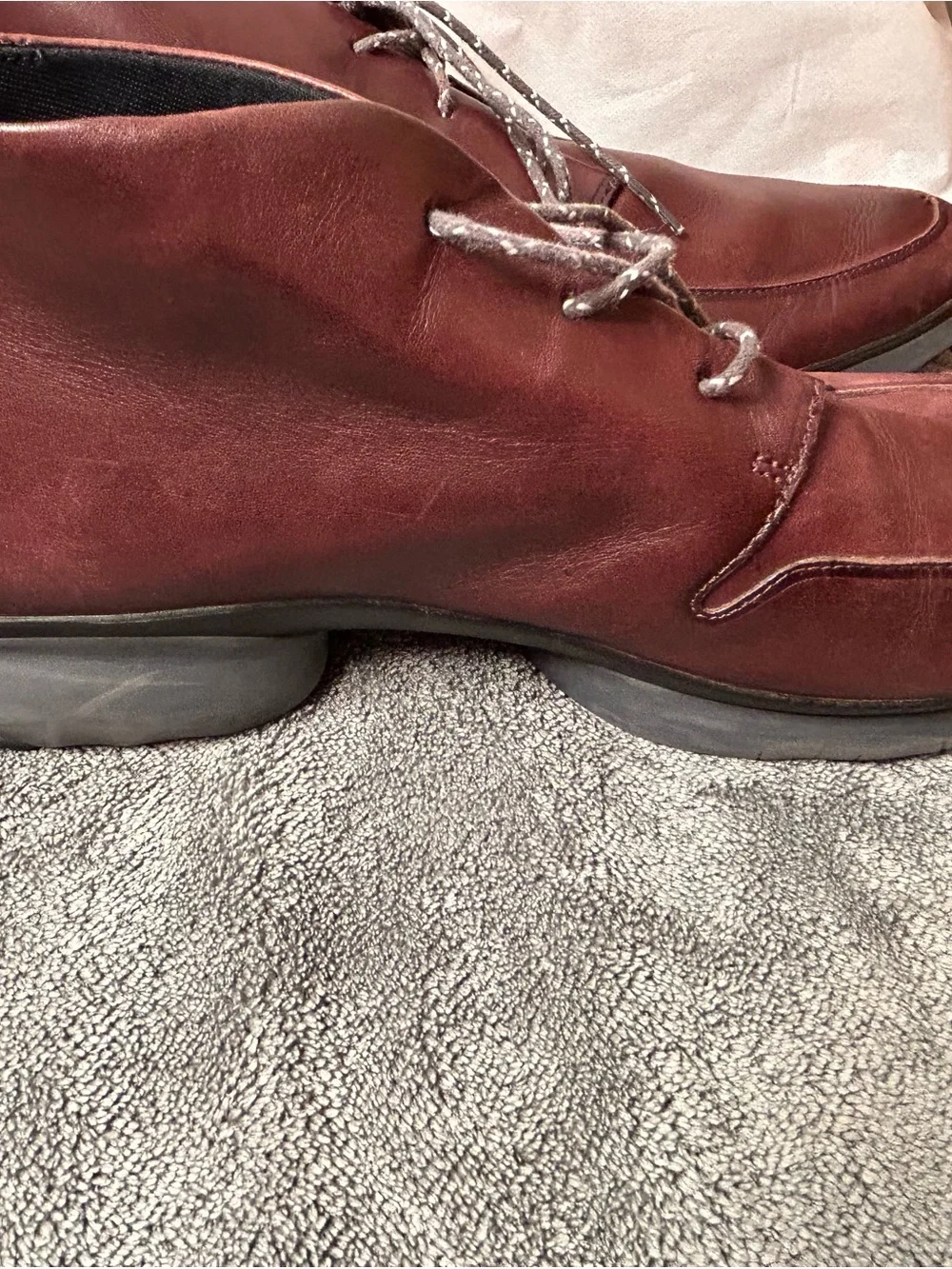Cole Haan Men's Burgundy Leather Lace-Up Boots